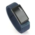 Cinturón elástico de nailon azul marino para hombre con hebilla magnética negra y TUSHI - Azul zafiro