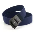 Tactical nylon stretch belt with black quick-release buckle and navy woven strap - 120cm / Sapphire Blue