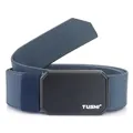Cinturón táctico de nailon azul grisáceo con hebilla magnética para hombre - Estilo con Logo (TUSHI) / Azul zafiro