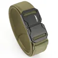 Cinturón táctico elástico verde militar de nailon resistente con hebilla de liberación - 120cm / Verde Militar