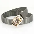 Ceinture tressée en nylon gris avec boucle double C dorée et détail renard brillant - Gris clair