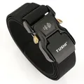 Cintura tattica elastica nera con fibbia in alluminio a sgancio rapido per allenamento - 120cm / Nero