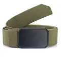 Legergroene tactische nylon riem met matzwarte magnetische gesp van legering op wit - Gepolijste Gladde Stijl / Legergroen