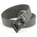 Elastic tactical woven belt for men with quick-release automatic buckle in dark grey - Dark Gray