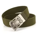 Cinturón táctico elástico de nailon verde militar con hebilla metálica automática - 120cm / Verde Militar