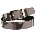 Men's camouflage canvas belt with matte silver automatic buckle in black and grey - 120cm / Dark Gray Camouflage