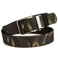 Men's forest camouflage tactical nylon belt with dark gray metal automatic buckle - 120cm / Black Green Camo