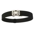 Men's tactical nylon belt in black with silver-grey metal automatic buckle and industrial design - 120 / Black