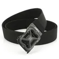 Cintura tattica nera elasticizzata intrecciata da uomo con fibbia metallica a X - Nero