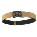 Tactical nylon web belt in khaki sand color with industrial black X-shaped buckle - Dark Brown / 120cm