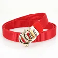 Ceinture tressée rouge pour femme en nylon avec boucle dorée et petits cristaux - Rouge