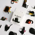 Kawaii Mr. Black Cat stickers set for DIY scrapbooking with various cat illustrations - Mr. Black Cat
