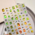 Laser lucky cat nail stickers with Chinese characters and cute cartoon cat facial expressions - M-810 Laser Jelly Gel