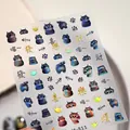 Laser holographic fortune cat nail stickers with cute black cat and lucky charms - M-811 Laser Jelly Gel