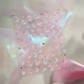 3D-geprägte Feuerwerk Nagelaufkleber mit rosa-silbernen Herzen und Sternen, Modell M-931 - Rosa Silber Gold Feuerwerk Stil (M-931)