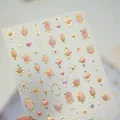Pegatina de uñas en relieve estilo francés M-1211 con marcos dorados y corazones - M1211-Oro Colorido + Pegamento de Gelatina