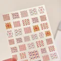 3D nagelstickers met ruitjes en bloemenpatronen in vintage borduurstijl - TS-4151 Geweven Droomlandschap Reliëf