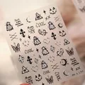 Gothic Halloween nail stickers M-1239 with silver metallic ghosts and pumpkins - Halloween Ghost Thorn Heart (M-1239)