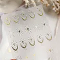 Gold gothic cross nail art sticker M1309 with moon and metallic religious motifs - M-1309 Holy Light Cross - Colorful Gold