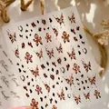 Leopard print and butterfly nail stickers TL428 with brown vintage ink textures - Tl428 - Silver Sand + Jelly
