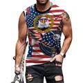 Men's Independence Day tank top with eagle and American flag digital print - S / American Flag Eagle Print