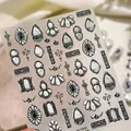 Adesivi per unghie 3D vintage M-1305 con pietra di marmo argento e rilievo - Stile Rilievo 3D Jelly Stampigliatura Argento (M1305)