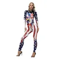 Damen Jumpsuit mit US-Flaggen-Design Adler-Druck und rot-weißen Streifen eng geschnitten - S / Erwachsenenstil B142-578