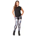 Damen Techwear Leggings mit Sci-Fi-Mechanik-Print und schwarzer Kapuzenweste - S / Mechanisches Rüstungsmuster (KDK1474)
