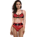 Christmas themed red two-piece bikini set with bulb prints and Merry Christmas text - Red Bulb Bikini (SB120-1009)