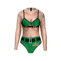 Funny 3D Christmas bodysuit featuring green bikini digital print and festive lights design - Green Bulb Bikini (SB120-1010)