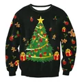 Christmas sweatshirt with holiday tree and gingerbread patterns on a black long sleeve top - M / Black (SWYS002)
