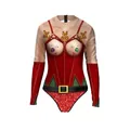 Christmas themed long sleeve one-piece bodysuit with 3D digital cartoon print - Red Reindeer Funny (SB120-1032)