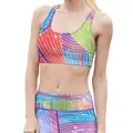 Conjunto deportivo para mujer con estampado geométrico de arcoíris multicolor - S / Top Y Pantalón / Estampado Abstracto Colorido