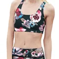 Conjunto de yoga verde oscuro con estampado floral, sujetador deportivo y leggings - S / Tops / Patrón Floral (B902-009)