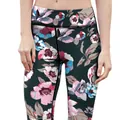 Leggings de yoga para mujer con vibrante estampado floral en tela oscura y ajuste ceñido - M / Bottoms / Patrón Floral (B901-009)