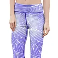 Mallas deportivas de talle alto para mujer con degradado violeta y estampados florales blancos - S / Bottoms / Estampado de Cielo Estrellado Púrpura