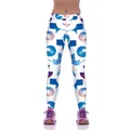 Women high waisted yoga leggings with white and blue galaxy geometric digital print - M / Blue White Galaxy Geometric Style (KYK1002)