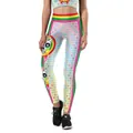 Completo yoga rosa da donna con leggings a vita alta e crop top con stampa teschio unicorno arcobaleno - S / Joggers