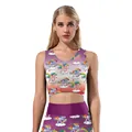 Completo yoga da donna con stampa unicorno arcobaleno e tessuto elastico sfumato rosa - S / Tops
