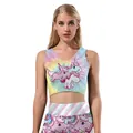 Damen Halloween Einhorn Yoga-Set mit Batik-Crop-Top und hochtaillierten Leggings - Batik Einhorn Weste
