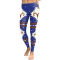 Women's Christmas reindeer print leggings with high waist and navy geometric patterns - S / Southwest Antler Pattern(KDK1722)