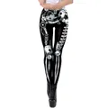 Women's steampunk leggings with 3D mechanical gear print in black and silver - S / Steampunk Mechanical Print Style (WKDK1071)