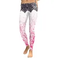 Legging de sport taille haute pour femme avec imprimé floral rose et effet dégradé chic - Dentelle Dégradé Rose(KDK1723)