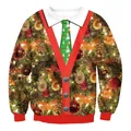 Sweatshirt de Noël avec impression 3D d'une cravate et motif sapin de fête - S / Style Imprimé Sapin de Noël (SWYL020)