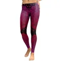Leggings da donna con stampa mandala floreale e sfumatura magenta per fitness e yoga - S / Sfumatura Mandala Viola (KDK1766)
