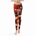 Halloween-Leggings für Damen mit leuchtenden Kürbis-Prints auf violettem Grund - S / Violetter Leuchtender Kürbisdruck (KDK1413)