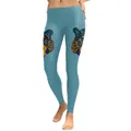 Morandi blue high-waist fitness leggings featuring artistic tiger head mosaic print - S / Mosaic Tiger Head Print(KDK1740)