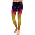 Women's high waist yoga leggings featuring blue glow circles and orange mandala print - S / Blue Fire Mandala Print(KDK1733)