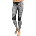 Legging taille haute pour femme avec imprimé mandala et paisley noir et blanc - Imprimé Mandala N&B(KDK1732)
