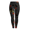 Halloween-Leggings für Damen mit Kürbis- und Hexenprint in Schwarz und Orange - M / Schwarzer Halloween-Kürbis-Fledermaus-Druck (WKDK1016)